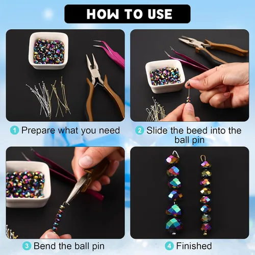Miniatura 3 de Waydress 500 piezas de alfileres de ojo de 2 pulgadas con cabeza plana para hacer joyas, suministros de joyería de 50 mm de latón con bolas