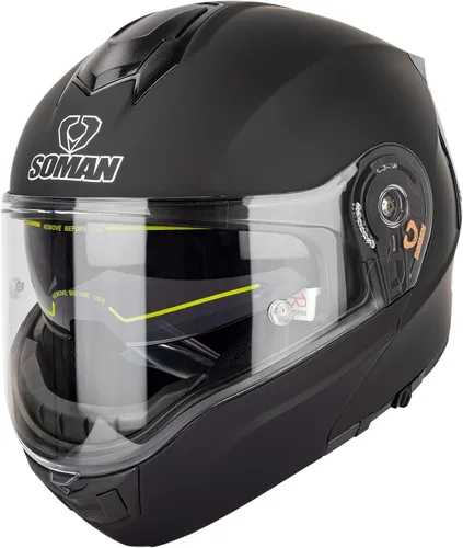Miniatura 13 de Casco modular de motocicleta abatible de doble visera para hombre, aprobado por puntos 965