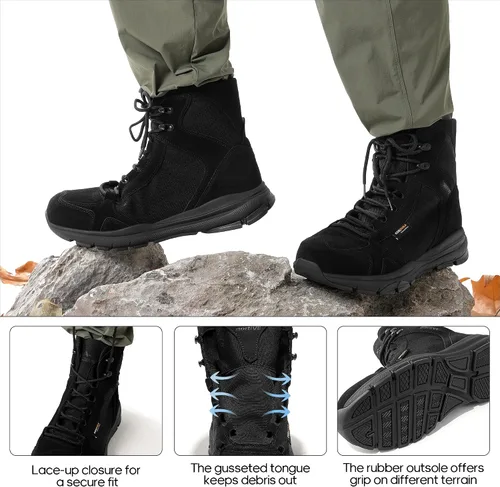 Miniatura 2 de NORTIV 8 Botas de trabajo tácticas militares ligeras para hombre, botas de combate para senderismo, motocicleta