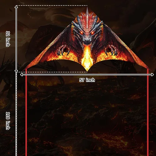 Miniatura 6 de Dragon Kite - Cometas Delta grandes para niños y adultos Principiantes, cuerda de una sola línea fácil de volar para viajes a la playa, parque