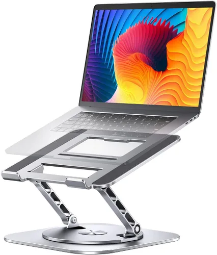 AOEVI Soporte ajustable para computadora con base giratoria de 360°, elevador ergonómico plegable para computadora portátil para escritorio