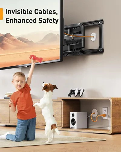 Miniatura 7 de Perlegear Ocultador de cable de TV para TV montado en la pared, protector de cable de TV para TV y altavoces montados en la pared, kit de gestión