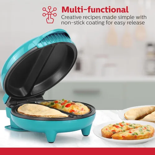 Miniatura 4 de Holstein Housewares Máquina para Omelets y Frittatas de Acero Inoxidable de 2 Secciones, Revestimiento Antiadherente, Fácil de Limpiar, Luces Verde
