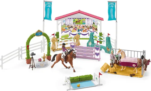 Miniatura 7 de Schleich Horse Club, juego de 86 piezas, juguetes de caballos para niñas y niños de 5 a 12 años, torneo de caballos de la amistad