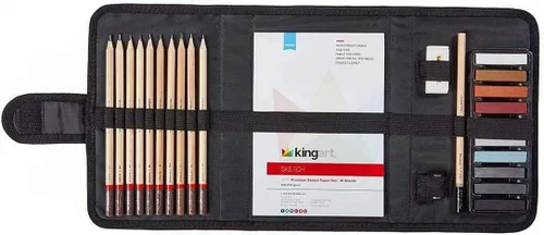 Miniatura 3 de KINGART Juego de 25 lápices y pasteles de grafito y carbón para adultos, adolescentes, principiantes a profesionales, ideal para sombrear, mezclar
