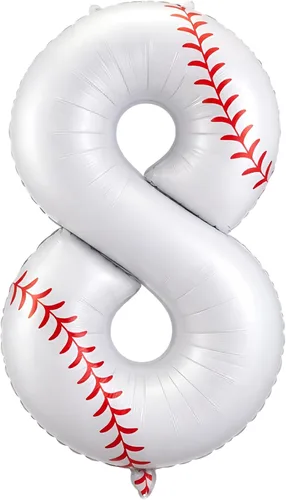 Miniatura 8 de Jenaai Globos de béisbol con el número 7 de 40 pulgadas, decoraciones de fiesta de cumpleaños, globos de aluminio grandes para cumpleaños, baby