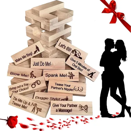 Juego de torre de lujuria para adultos, juego de torre de bloque súper travieso de 48 piezas, juegos para parejas para adultos, juego de bloques de