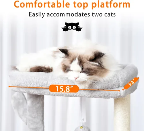 Miniatura 4 de Heybly Árbol para Gatos, Torre Condo de 39.4 Pulgadas con Poste Rascador, Torre para Gatos de Interior, Poste de Sisal Completamente Envuelto