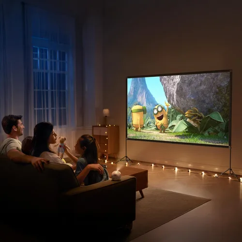 Miniatura 6 de VISULAPEX Pantalla de proyector con soporte de 120 pulgadas, pantalla de proyector portátil HD 16:9 4K HD para interiores y exteriores, pantalla