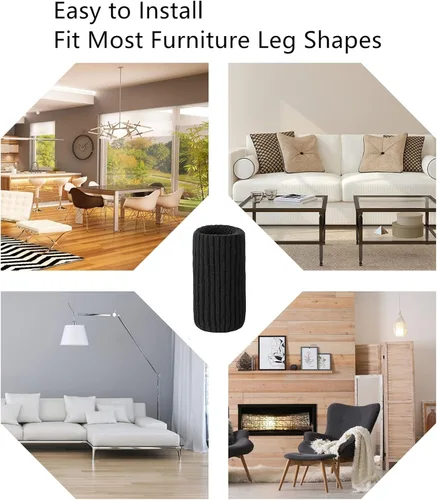 Miniatura 5 de 24 PCs Calcetines para Patas de Muebles - Calcetines de Punto Negro para Muebles, Protectores de Suelo de Patas de Silla de Doble Grosor, Fundas Muy