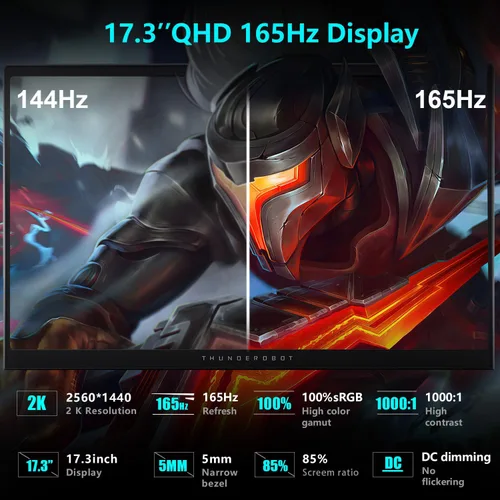 Miniatura 4 de Thunderobot Laptop para juegos Storm 17 5060, pantalla QHD 165Hz 2K de 17.3 pulgadas, Core i7-13620H, GeForce RTX 5060, 32 GB DDR5 RAM, SSD de 2 TB