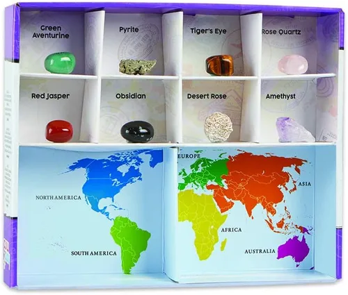 Miniatura 9 de hand2mind World of Gemstones Dig Kit, 8 piedras preciosas reales para descubrir, estuche de exhibición de piedras preciosas, kit de excavación