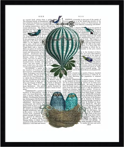 Miniatura 18 de Amanti Art Fab Funky - Póster enmarcado para pared, diseño de nido de globo de búho de 24 x 20 pulgadas, arte de pared de animales, decoración