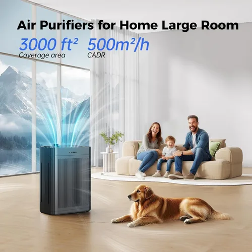 Miniatura 2 de Purificadores de aire para el hogar, habitación grande de hasta 3000 pies cuadrados con filtros lavables, H13 HEPA, entrada de aire de doble cara