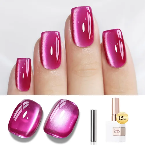 Miniatura 29 de Double Rhythm Esmalte de gel Jelly Glass de ojo de gato con imán, 0.5 onzas líquidas, brillo holográfico, brillante, translúcido