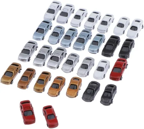 Miniatura 2 de LoveinDIY 30 unidades de autos miniatura surtidos para manualidades de diorama, escala Z 1:200, multicolor