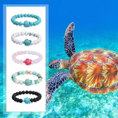 Miniatura 9 de Turtle Bracelet Sea Turtle Beaded Bracelet Father's Day gifts Natutal Stone Stretch Fits Most for Men Women Fashion Jewelry Valentines Day Gifts