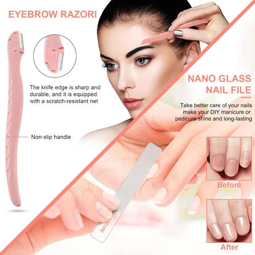 Miniatura 5 de Juego de manicura profesional de pedicura, kit de cortaúñas – 18 herramientas de cuidado de uñas – Kit de aseo con lujosa funda de viaje mejorada