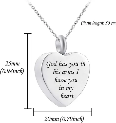Miniatura 2 de Joyas para cenizas con inscripción God has You in his arms - con alas de ángel - Collar con dije