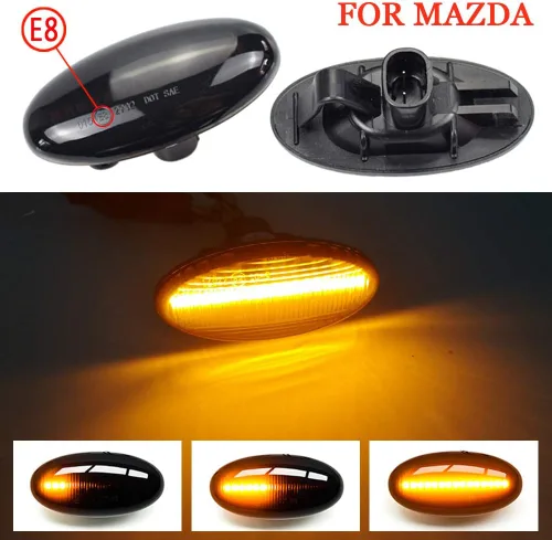 Miniatura 2 de Para-Mazda 2 para Mazda 3 5 6 BT-50 MPV 2 piezas LED dinámica señal de giro lateral luz intermitente secuencial luz intermitente (amarillo)