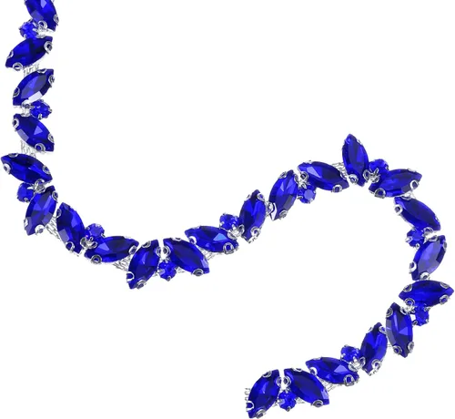 Miniatura 11 de uxcell Borde de cadena de diamantes de imitación de 1 yarda, aplique de cadena de cristal brillante de 0.394 pulgadas para costura, joyería