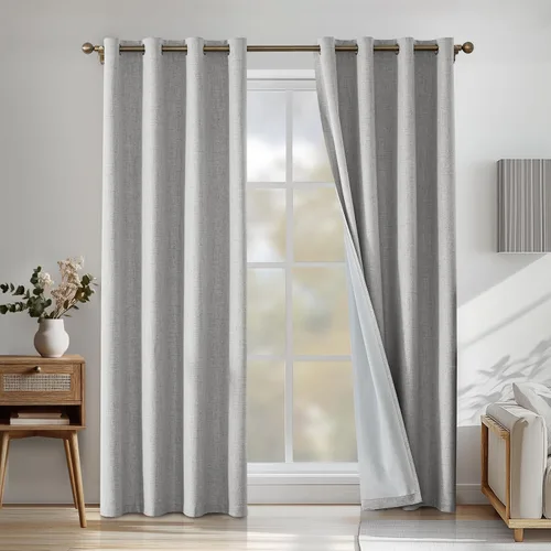 Miniatura 45 de Cortinas de lino 100% opacas para dormitorio, cortinas opacas de 45 pulgadas de largo, cortinas de oscurecimiento de habitación para sala de estar