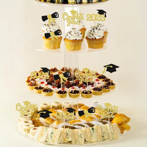 Miniatura 5 de 24 piezas 2025 decoraciones para cupcakes de graduación 2025 con purpurina contratos graduados diploma de graduación clase de 2025, selecciones