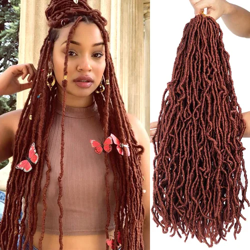 Miniatura 12 de Youngther Cabello sintético de ganchillo de 24 pulgadas, 6 unidades, 84 soportes, extensibles, cabello de ganchillo suave de diosa, cabello 1b