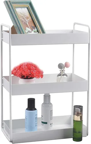 Miniatura 8 de Organizador de encimera de baño de 2 niveles, soporte para cosméticos, organizador de cosméticos, estante de almacenamiento de gabinete de cocina