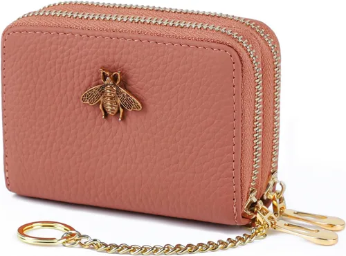 Miniatura 16 de imeetu Soporte para tarjetas de crédito RFID, cartera pequeña de cuero con cremallera para mujer