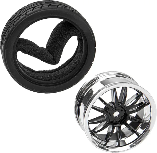Miniatura 4 de Llantas hexagonales de 12 radios y neumáticos de goma compatibles con HSP Tamiya HPI Kyosho 1/10 On-Road Touring Car WLtoys 1/14 144001 Traxxas 1/16
