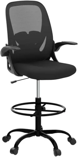 Miniatura 5 de Primy Silla de dibujo alta de oficina con reposabrazos abatibles, silla de escritorio ergonómica ejecutiva para computadora con soporte lumbar