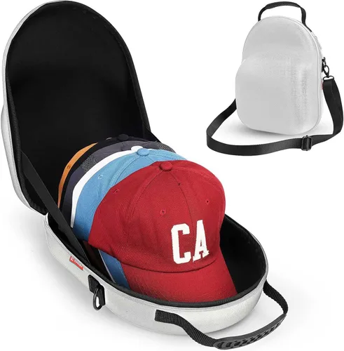 Miniatura 7 de Livelab Funda para sombreros, funda rígida para gorras de béisbol, almacenamiento de sombreros con asa de transporte y correa para el hombro, Azul