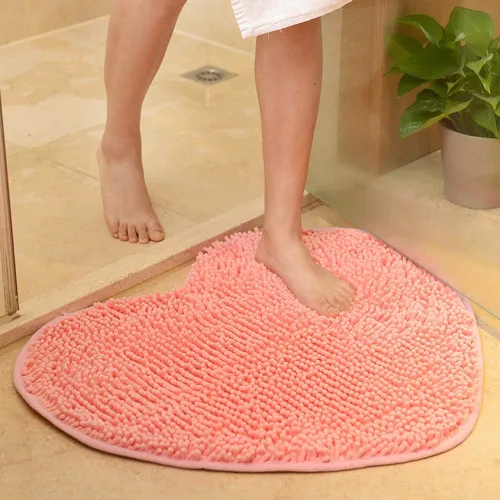 Miniatura 8 de vctops Alfombras de baño de felpilla en forma de corazón, extra suaves y absorbentes, antideslizantes, lavables, alfombra de felpa para bañera