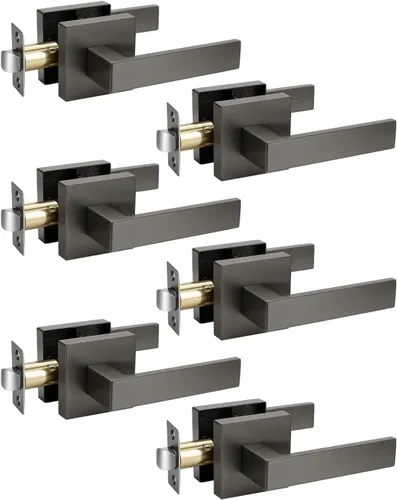 Miniatura 44 de KNOBWELL Paquete de 1 manija de puerta interior negra para uso en interiores, reversible para izquierda y derecha sin llave Negro