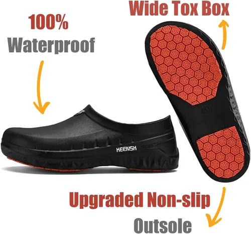 Miniatura 4 de MEIAGDT Zuecos de trabajo para mujer y hombre, zapatos de cocina, antideslizantes, impermeables, para restaurante, jardín, enfermería, servicio