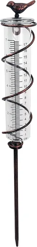 JOYBee - Medidor de lluvia en espiral de vidrio de 7 pulgadas de capacidad, medidor de lluvia colgante de hierro fundido, medidor de agua de lluvia