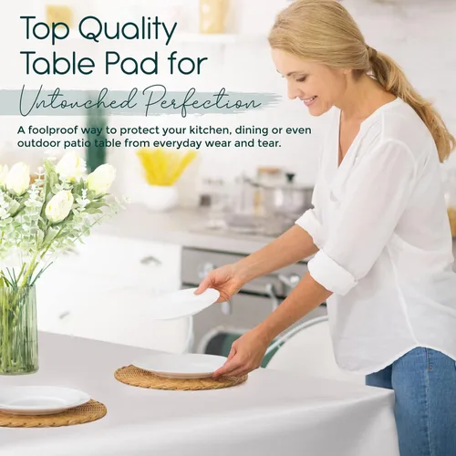 Miniatura 2 de Protector de mesa de alta calidad, protección superior contra derrames, arañazos y calor, mantel de vinilo reutilizable con respaldo de franela
