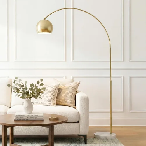 Miniatura 10 de Brightech Olivia Lámpara de pie – Lámpara de arco elegante con cabeza redondeada y base de mármol para sala de estar, lámpara de pie alta