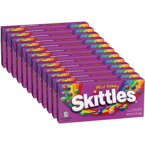 SKITTLES Wild Berry - Caja de teatro de caramelos masticables, caja de 3.5 onzas (paquete de 12)