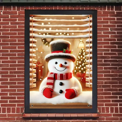 Miniatura 5 de BlissYard Cubierta de ventana de Navidad de 31 x 47 pulgadas, póster de muñeco de nieve para decoración de ventana de vacaciones de invierno