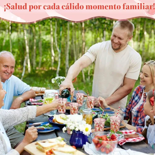 Miniatura 5 de LemonRoad Juego de 50 vasos de plástico transparente de cereza con tapas y pajitas, vasos de fiesta de 16 onzas rosadas para café helado, batidos