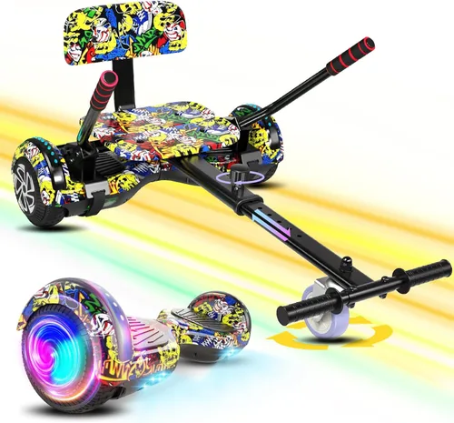 Miniatura 9 de Scooter con accesorio de asiento para niños y adultos, scooter de equilibrio de 6.5 pulgadas y 8.5 pulgadas con altavoces Bluetooth y luz LED A2