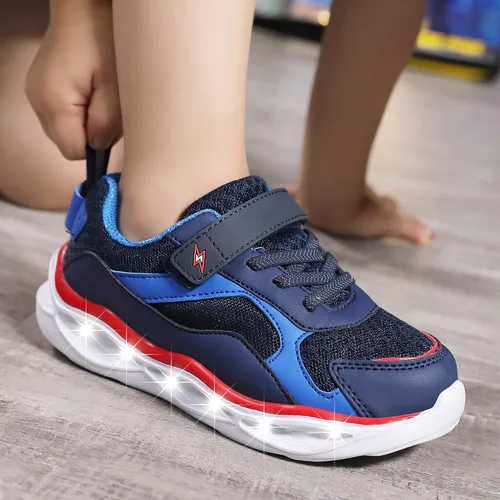 Miniatura 7 de Zapatos iluminados para niños y niñas, ligeros, con luces LED intermitentes, malla con purpurina, transpirables, adorables tenis para niños pequeños