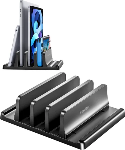 Vaydeer Organizador vertical de 3 ranuras para laptop, soporte de almacenamiento para portátil hecho de plástico ABS de alta calidad, diseño 5 en 1,