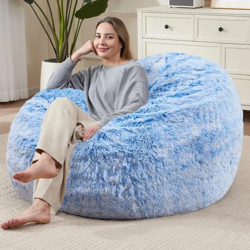 Miniatura 38 de Bean Bag Cover (No Filler) Soft Faux Fur Stuffed Animal Bean Bag Storage, Fluffy Plush Bean Bag Chair Cover Washable, Comfy Bean Bag Covers for Dark