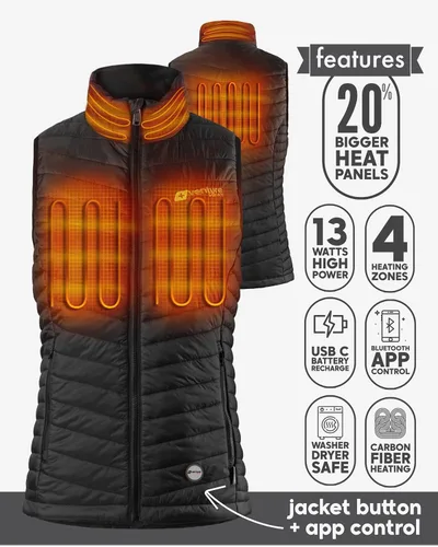 Miniatura 3 de Venture Heat Women's Bluetooth Heated Vest with Battery Pack Included - App Control Insulated Puffer 7.4V