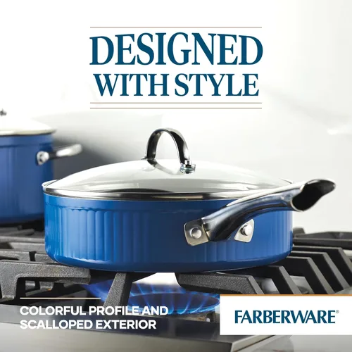 Miniatura 5 de Farberware Style - Sartén antiadherente con tapa, apta para lavavajillas, 3 cuartos de galón, color azul