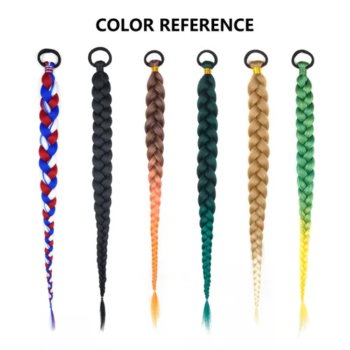 Miniatura 5 de Paquete de 2 extensiones de cola de caballo trenzada con lazo elástico, lacio, elegante envolvente, extensiones de cola de caballo de 26 pulgadas