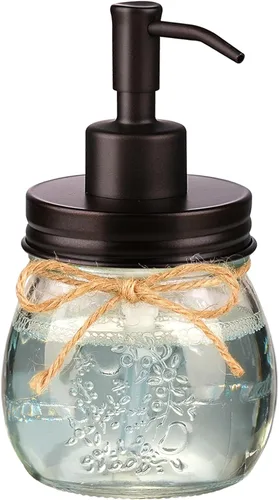 Miniatura 8 de Amolliar Dispensador de jabón líquido en tarro Mason de 10 onzas, bomba y tapa de acero inoxidable, bonita decoración de granja para cocina, baño